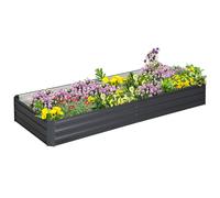 TEMU Outsunny Jardinera Elevada de Acero Galvanizado para Plantas Flores Macetero Grande Exterior Rectangular con Abierto 241x90,5x30 cm