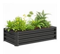 TEMU Outsunny Jardinera Exterior Grande de Acero Galvanizado, Elevado para Plantas, Flores, , Macetero Exterior Rectangular con Abierto, 120x60x30,5 cm,
