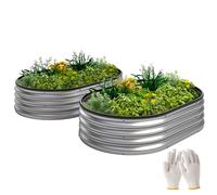 TEMU Outsunny Juego de 2 Jardineras Exterior Grandes de Acero Galvanizado, Huertos , Maceteros Exterior Modular con Base para Plantas, Resistente a , 135x90x30 cm, Plateado