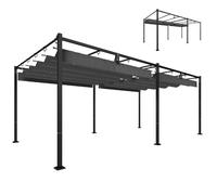 TEMU Outsunny Pérgola de Jardín 6x3 Techo Retráctil, Cenador de Jardín con Protección UPF50+, Drenaje, Estructura Metálica, Pabellón para Patio, , Exterior,