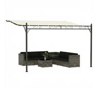 TEMU Outsunny Pérgola de Pared de Jardín 2,5x3,5 m, Cenador de Jardín con Techo Inclinado, Orificios de Drenaje y Estructura Metálica Resistente, UPF30, Gazebo para Patio, , , Crema