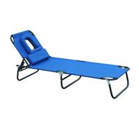 TEMU Outsunny Tumbona Plegable con Respaldo Regulable en 4 Posiciones Tumbona de Jardin con Almohada de Acero y Tela Oxford para Camping Playa Carga 120 kg 190x56x28 cm Azul