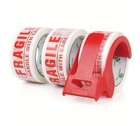 TEMU PACK 3 Rollos de Cinta de de Advertencia Frágil con Dispensador, Cinta de Frágil para Transporte, 48mm X 50y, Cinta de Resistente y de Densidad para Cajas