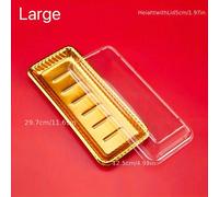 TEMU Pack de 10 Bandejas Rectangulares Doradas para Postres y Alimentos con Transparente - Elegante Contenedor Desechable para Pasteles, Sushi, Regalos y Detalles de