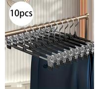 TEMU Pack de 10 perchas metálicas para pantalones con pinzas ajustables, perchas antideslizantes para faldas, diseño a prueba de viento que ahorra para toallas, calcetines, ropa interior
