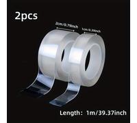 TEMU Pack de 2 Cintas Adhesivas Cara Súper Fuertes - Reutilizables, Resistencia, Sin Residuos, Impermeables, Ideales para Hogar, Oficina y Coche - Perfectas para Manualidades, Pintura y Papel Tapiz