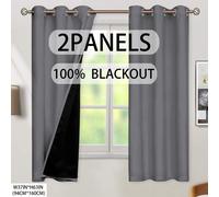 TEMU Pack de 2, Cortinas Laminadas 100% Opacas - Cortinas Térmicas Aislantes con Ojales para Colgar, Adecuadas para Todas las Habitaciones