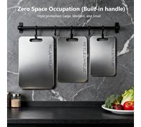 TEMU Pack de 3 Tablas de Cortar de Titanio para Cocina, Diseño Antideslizante y de Cara, 100% Titanio Puro de Grado Alimenticio No , Amigable con los Cuchillos, para Lavavajillas