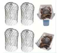 TEMU Pack de 4 Protectores de Canalón de Aluminio, Malla Expandible para Hojas, Filtro de Prevención de Residuos para Bajantes, Fácil Instalación, Material Duradero