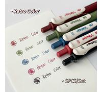 TEMU Pack de 5 Bolígrafos de Gel Vintage , Bolígrafos de Escritura Clásicos de 0.5mm, Marcadores para Dibujo, Bolígrafos de