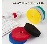 TEMU Pack de 6 rollos de 100cm de cinta adhesiva variados reutilizable para gestión y organización de cables