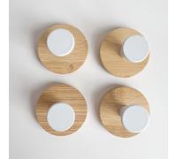 TEMU Pack de Ganchos Minimalistas Redondos de Bambú sin Taladro para Cocina, Baño, Entrada y Almacenamiento de Sombreros/Accesorios con Ganchos Adhesivos Fuertes, Ganchos de Utilidad