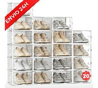 TEMU Pack Organizador de Calzado - Cajas DE Zapatos Transparentes Apilables con Frontal, Antivuelco y Ventilación