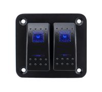 TEMU Panel de interruptores azul universal dual de 12-24V adecuado para RVs, coches y modificaciones de , con una combinación de dos interruptores de palanca, sin batería.