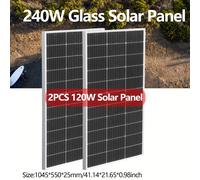 TEMU Panel solar monocristalino de 240 W 12V, 2 piezas, solar de 120 W, ideal para cargar baterías de 12V, para autocaravana, jardín, , barco y techo de la casa