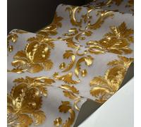 TEMU Papel Tapiz de Lujo Dorado de 53X300Cm, No Adhesivo, Color Que Varía la Iluminación, Papel Tapiz Decorativo para el Hogar con Metálica en Relieve de PVC
