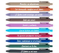 TEMU Paquete de 10 bolígrafos de plástico religiosos en español | de 1.0 mm, colores vibrantes, escritura , agarre , regalo para cristianos hispanohablantes y para de fe