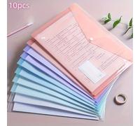 TEMU Paquete de 10 carpetas A4 con cierre a presión - Colores Morandi, fundas de plástico para documentos, material PP para oficina escolar