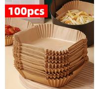 TEMU Paquete de 100/50 Forros para Freidora de Aire - Universales para Horno y Microondas, Papel de Hornear Antiadherente - Sin Recubrimiento, Resistentes al para Uso Doméstico y Comercial