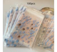 TEMU Paquete de 100 bolsas autoadhesivas azul con diseño de estrellas para tarjetas de fotos y empaquetado de regalos