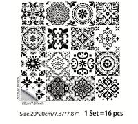 TEMU Paquete de 16 hojas de Adhesivos Retro Azulejo para , Cocina, Baño, Decoración de Escaleras, Autoadhesivos Removibles con Superficie