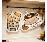 TEMU Paquete de 2 toallas de de vellón coral - Absorbentes, sin pelusa, diseño de té de de dibujos animados, lujo , estilo INS para cocina, baño, decoración del hogar