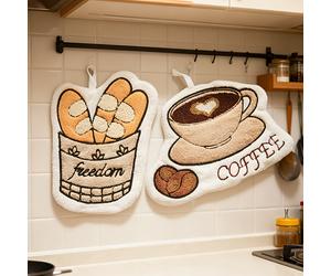 TEMU Paquete de 2 toallas de de vellón coral - Absorbentes, sin pelusa, diseño de té de de dibujos animados, lujo , estilo INS para cocina, baño, decoración del hogar