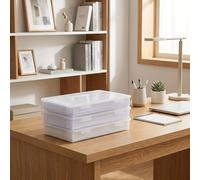 TEMU Paquete de 3 cajas de de plástico transparente A4 con | de almacenamiento de documentos, libros, papel y archivos | Contenedor apilable para organización, transparente y portátil