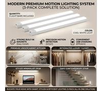 TEMU Paquete de 3 piezas - Luz recargable con sensor de movimiento, para montaje en pared/techo, adecuada para gabinetes, armarios, pasillos, dormitorios, , para usar para oficina, dormitorio