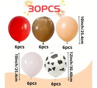 TEMU Paquete de 30 globos con temática de granja | , Marrón , Beige Café, , Globos de látex de 12 pulgadas con diseño de vaca y cinta - Ideal para fiestas de , de género, decoraciones de granja