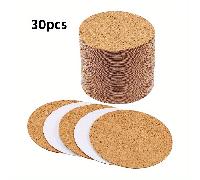 TEMU Paquete de 30 posavasos redondos de corcho autoadhesivos, posavasos de corcho hechos a , materiales de artesanía de bricolaje, decoración de mesa para restaurantes, cafés.