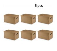 TEMU Paquete de 6 cajas de envío, cajas de mudanza, con y tapas, cajas de cartón marrón, adecuadas para transporte o almacenamiento, 30 × 22,5 × 12,1 CM.