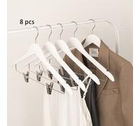TEMU Paquete de 8, Perchas de madera negras y blancas para faldas con pinzas, Perchas de madera para armario de resistencia, Perchas de madera para pantalones con pinzas de metal ajustables