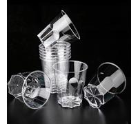 TEMU Paquete de 80/50 vasos octogonales rígidos transparentes desechables, vasos de plástico duro duraderos para beber, adecuados para y fiestas, ideales para , , Navidad y fiestas de Año