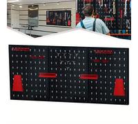 TEMU Pared de herramientas 120X60X2Cm Herramientas para tablero de clavos Pared perforada de metal con adiciones Juego de tableros perforados de 3 piezas con juego de ganchos de 17 piezas
