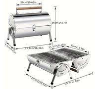 TEMU Parrilla Plegable de Acero Inoxidable para , Parrilla BBQ con Área de Cocción de 34X21.5 Cm, Parrilla para Camping
