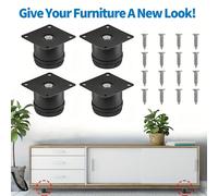 TEMU Patas de Muebles Metálicas Ajustables 4pcs, , Repuesto para Patas de Sofá, Soporte Resistente para Armarios y Mesas, Elevadores de Colchón - Pies Ajustable