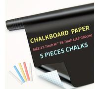 TEMU Pegatina de papel pizarra de 45*200 cm, 1 rollo - 5 tizas - Autoadhesiva, despegable, pegatina de pared de pizarra para bricolaje para , oficina, hogar, - Pegatinas de pizarra negras y proyectos