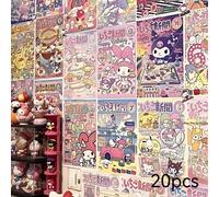 TEMU Pegatinas de pared 2D , 20 piezas, de Sanrio, estilo japonés, para de fotos, adhesivos decorativos para de pared de dormitorio estilo Instagram, decoración de habitación JK