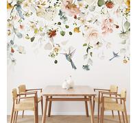 TEMU Pegatinas de pared autoadhesivas removibles con murales de flores y colibríes para decorar dormitorios, salas de estar y , hechas de PVC