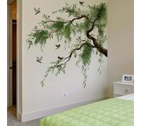 TEMU Pegatinas de pared florales de árbol de sauce estilo chino, papel autoadhesivo removible, decoraciones de flores naturales, adecuadas para dormitorio, entrada y decoración de pared del hogar