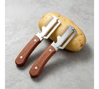 TEMU Pelador multifuncional de 2 piezas, pelador de cocina con mango de madera , cortador y pelador de cebolla para el hogar, pelador de