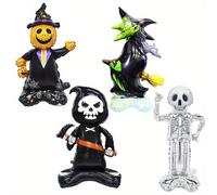 TEMU pequeñas para Halloween, con diseños de fantasma, esqueleto y calabaza, ideales para decoración interior con globos de aluminio.