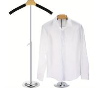 TEMU Percha de Ropa de Metal Negra Ajustable - Soporte de Flexible para Camisetas, Abrigos y Prendas, Estante de Exhibición Portátil con Base Resistente, Altura de 16-27.9