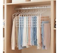 TEMU Percha para Pantalones múltiple, Paquete de 4, Percha , , Organizador Antideslizante, Resistente con 5 Barras para Vaqueros, Toallas y Bufandas, ,negra