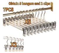 TEMU Perchas Ajustables con Clip, Perchas Metálicas Antideslizantes que Ahorran , Adecuadas para Pantalones, Faldas y Todas las Prendas - Mantén las Ropa y Organizada