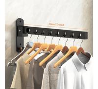TEMU Perchas para ropa, tendederos de pared plegables, percheros negros mate, organizador de almacenamiento de percheros para armario de ropa que ahorra para lavandería, dormitorio y baño, 8 agujeros