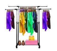 TEMU Perchero Burro Metálico con Ruedas Extensible 160x150cm | Armario Abierto para Ropa y Zapatos Burro Ropa Perchero Colgador Acero Galvanizado