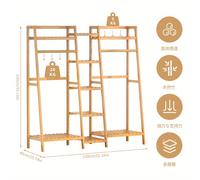 TEMU Perchero de Bambú Resistente con Estante Multifuncional - Ahorra , Ideal para Abrigos, Bolsos, Accesorios, Madera Pulida, Estructura , para Tiendas, Entradas y Organización, de Bambú Duradero