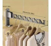 TEMU Perchero de Secado de Ropa Ajustable de Montaje en Pared, Colgador de Abrigos Metálico Plegable de Gran Capacidad y Organizador de Secadora, Organizador de Ropa, Perchas de Secado